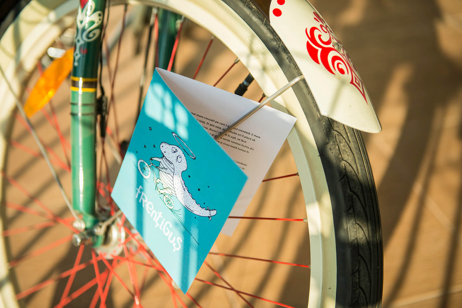 Zâmburi card on bicycle
