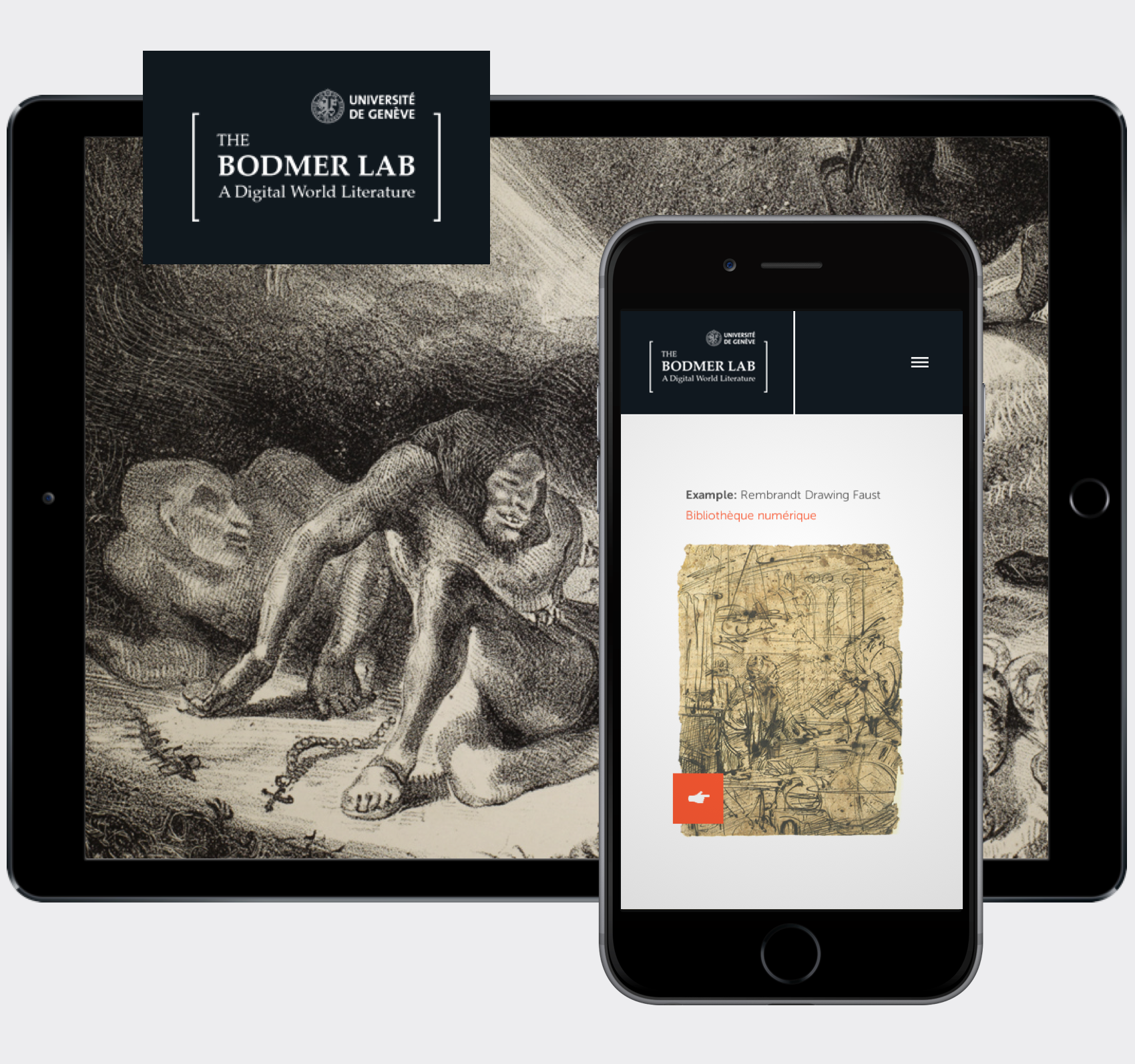 Bodmer website on tablet and mobile
